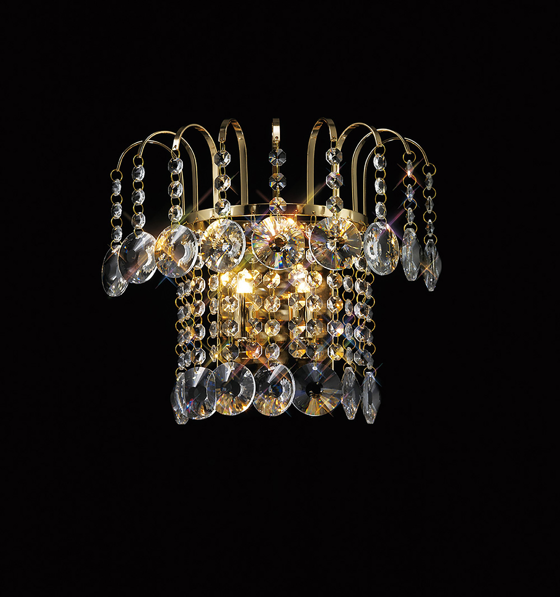 IL32052  Rosina Crystal Switched Wall Lamp 2 Light French Gold